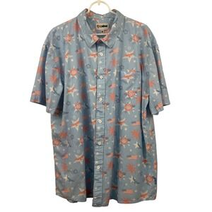 Tipsy Elves Mens XXL Blue Patriotic Hawaiian Shirt American Flag Eagle Stars BBQ